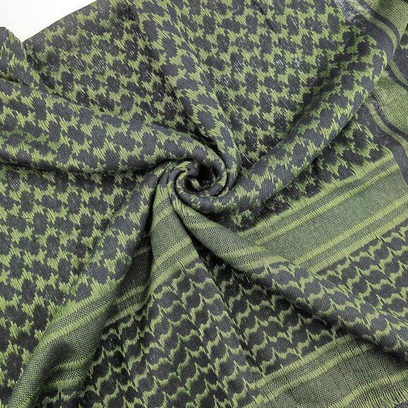 Men's Black/Green Military Shemagh Tactical Desert Cotton Keffiyeh Scarf Wrap - Picture 5 of 7